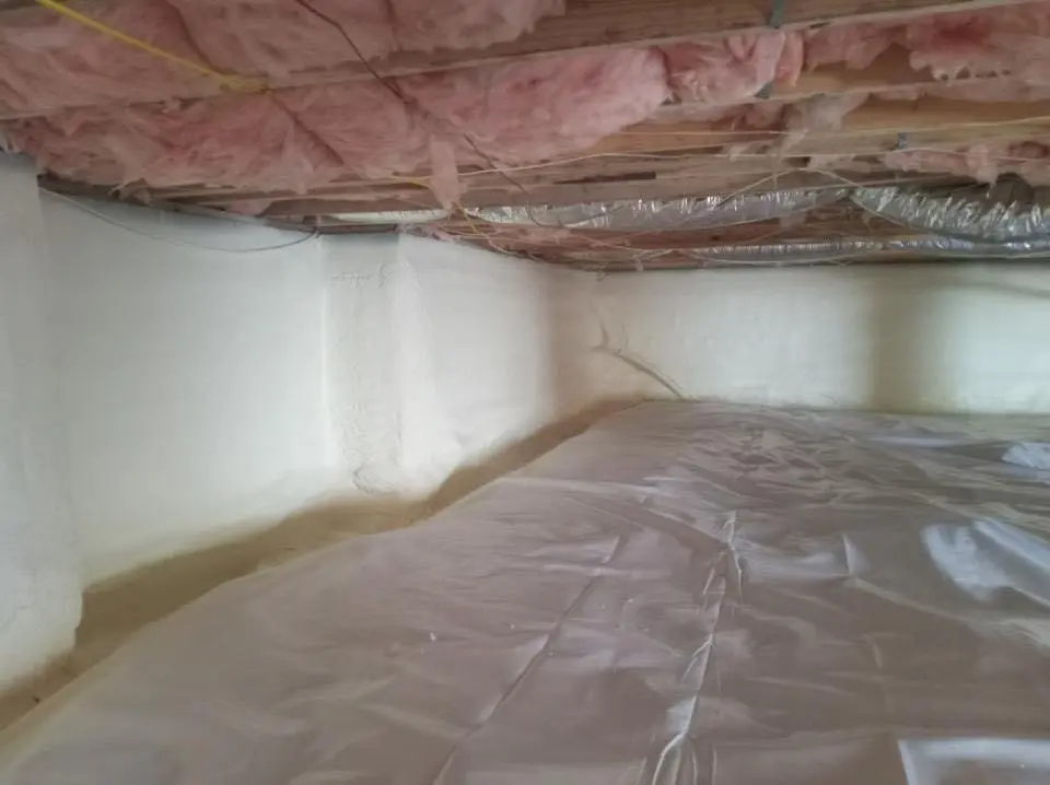 Crawl space encapsulation with closed-cell spray foam for Roof Waterproofing in Centerton